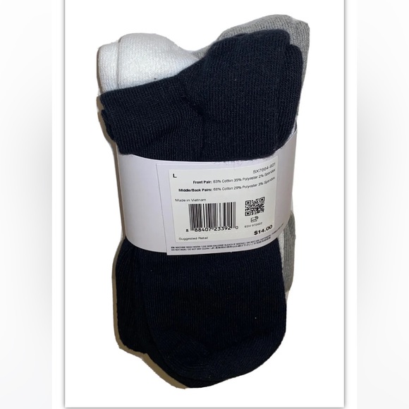 Nike Everyday Crew Socks 3 Pair Men 8-12 Wmn 10-13 Gray White Black Logo Cushion - Picture 10 of 12